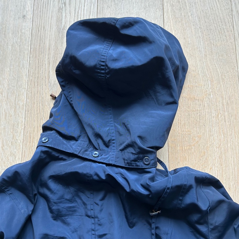 Charter Club Rain Jacket 0X Navy Blue Water Resistant Detachable Hood Classic - Picture 7 of 13
